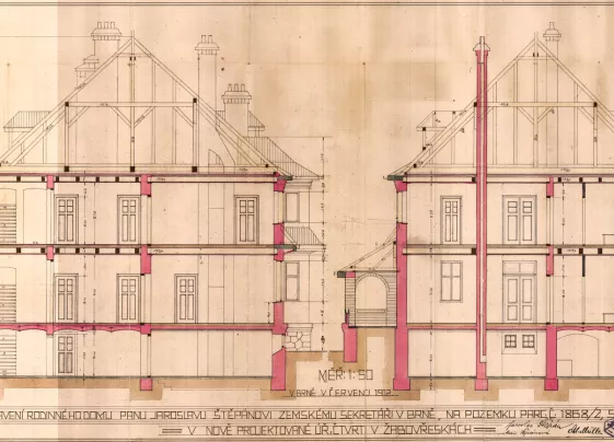 Architektonický výkres Štěpánovy vily. Zdroj: Soukromý archiv